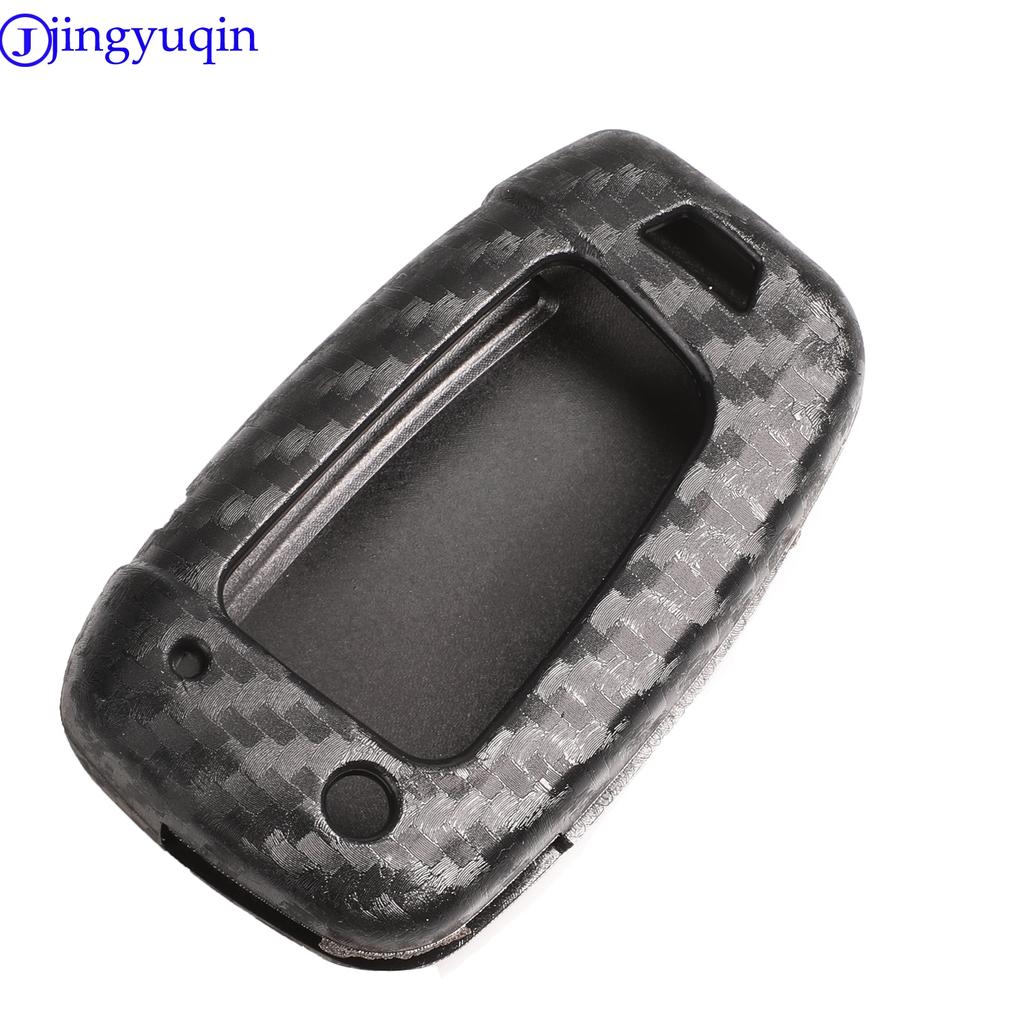 Jingyuqin Car Key Case Cover For Hyundai Elantra Solaris 2016 2017 2018 3 Buttons Folding Remote Carbon Silicone