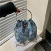 Fashion Nylon Shoulder Bags Pleated Floral Design Circle Handheld Handbag Exquisite Chain Crossbody Bag Ladies