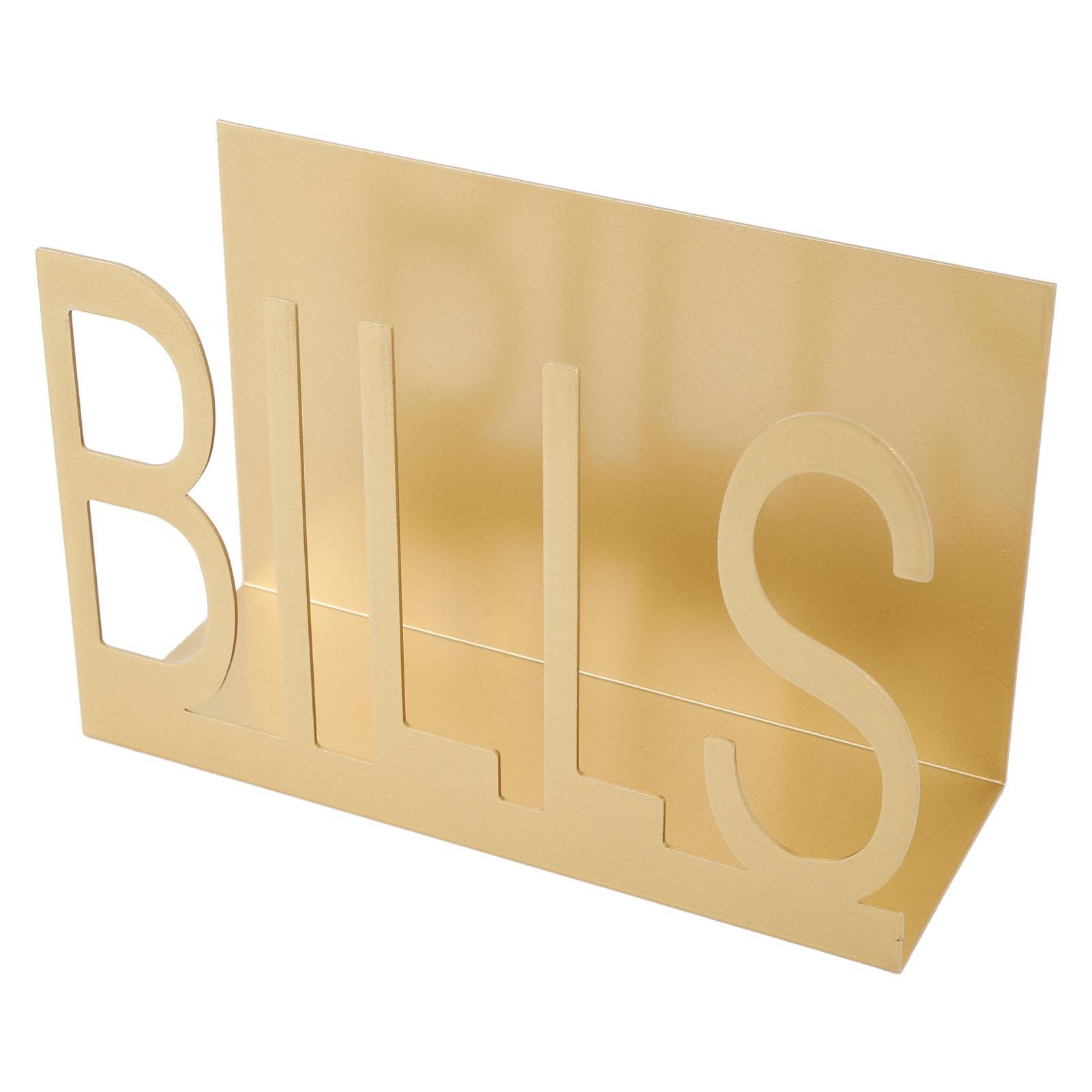 

Desktop Metal Mail Holder Cutout Design Desk Letter Envelope Document with Anti Slip Rubber Base