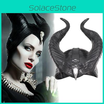 Urocza Maska Cosplay Czarownicy Maleficent 2 Władczyni Zła z Uderzającymi Czarnymi Rogami