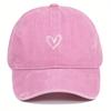 Heart Printing Baseball Cap Washed Cotton Adjustable Dad Hat Retro Streetwear Casual Unisex Headwear