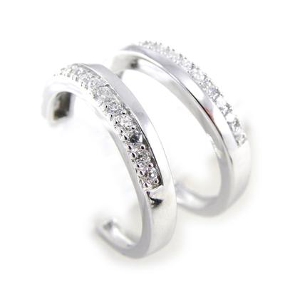 [H5510] - Silver Creoles 'Goddess' Silver White (rhodium Plated) - 25x4 Mm