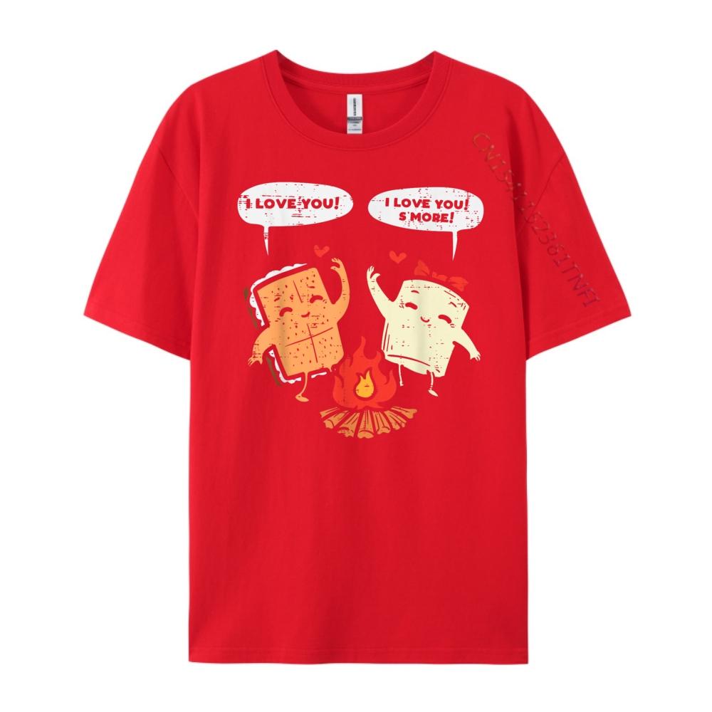 I Love You Smore Funny Camping Couple Camper Kids Grpahic Tee SOFT Shirts For Men Cotton Short Sleeve S