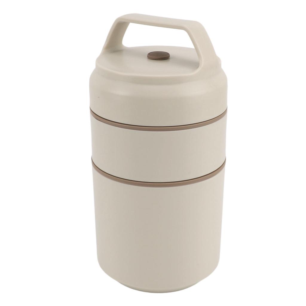 Stainless Steel Insulated Food Jar Double Layer 620ml Capacity Leak Proof Lid Insulated Food Container Wide Mouth Beige