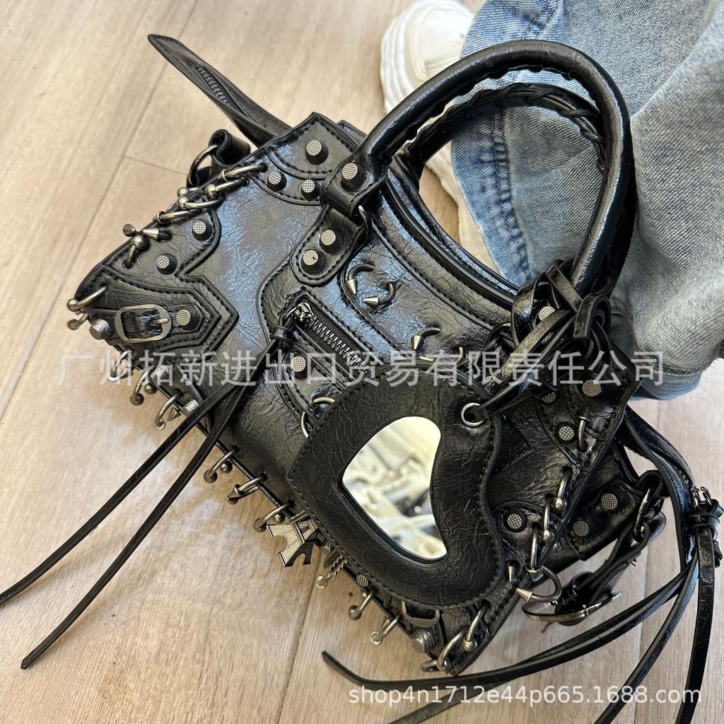 Trendy Rhinestone Tassel Crossbody Motorcycle Bag for Women