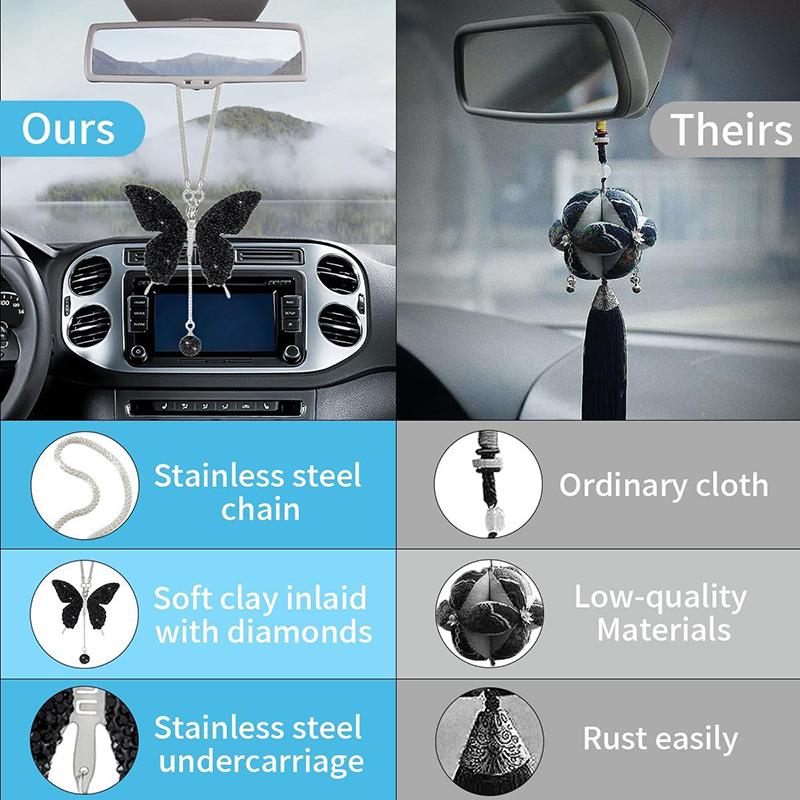 Funkelnder Schmetterlingsanhänger Auto Innendekoration Bling Anhänger Auto Rückspiegel Autoanhänger Dekor Ornamente Zubehör