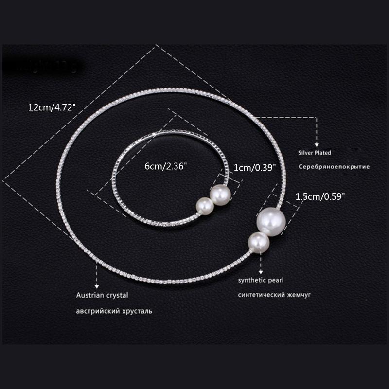 2 pieces Beautiful Fashion Pearl Open Choker Necklace and Bracelet Set Gift for Lover Fiancee Wife Mother Valentine