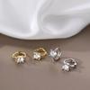 Simple Silver Needle with Diamond Beads Ear Hook Women's Ear Bone Pin Simple Earrings