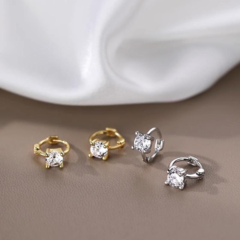 Simple Silver Needle with Diamond Beads Ear Hook Women's Ear Bone Pin Simple Earrings