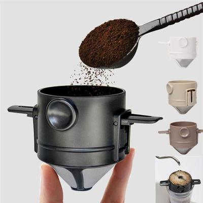 Folding Coffee Filter Screen 304 Stainless Steel Double Layer Coffee Funnel Telescopic Drip Filter Paper Filter Cup