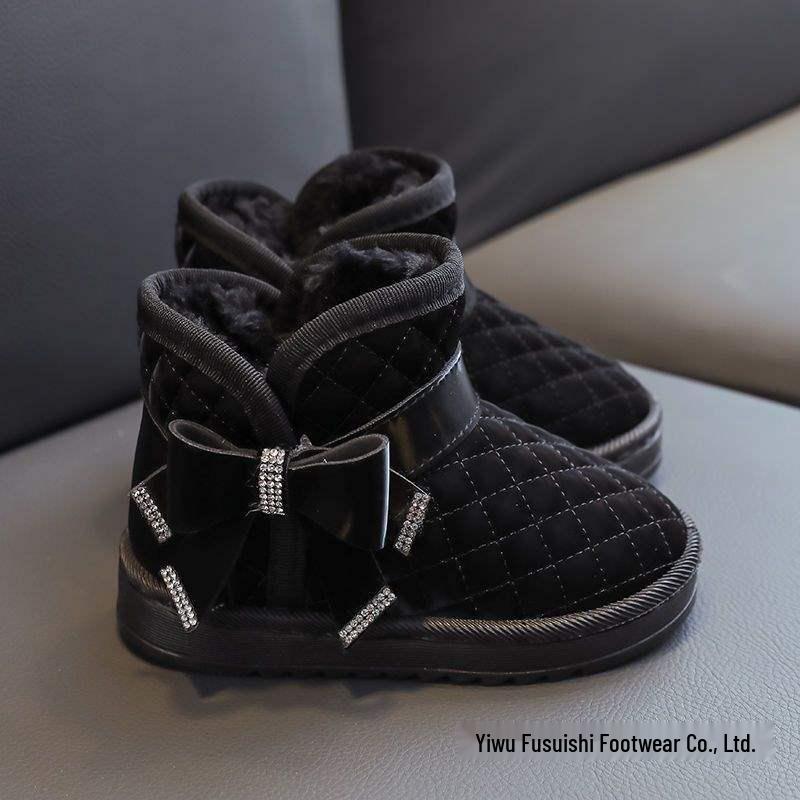 New Girls' All-Season Warm Waterproof Leather Snow Boots with Non-Slip Soles and Plush Lining – Ideal for Autumn and Winter.