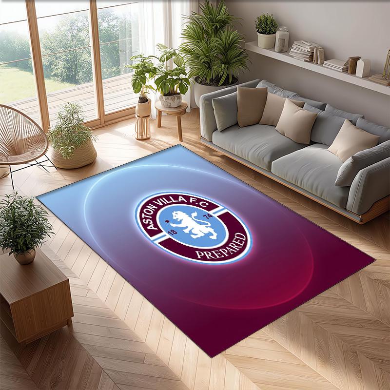 Aston Villa Voetbal Print Kristal Fluweel Tapijt, Comfortabel Waterabsorberend Antislip Binnen Vloerkleed