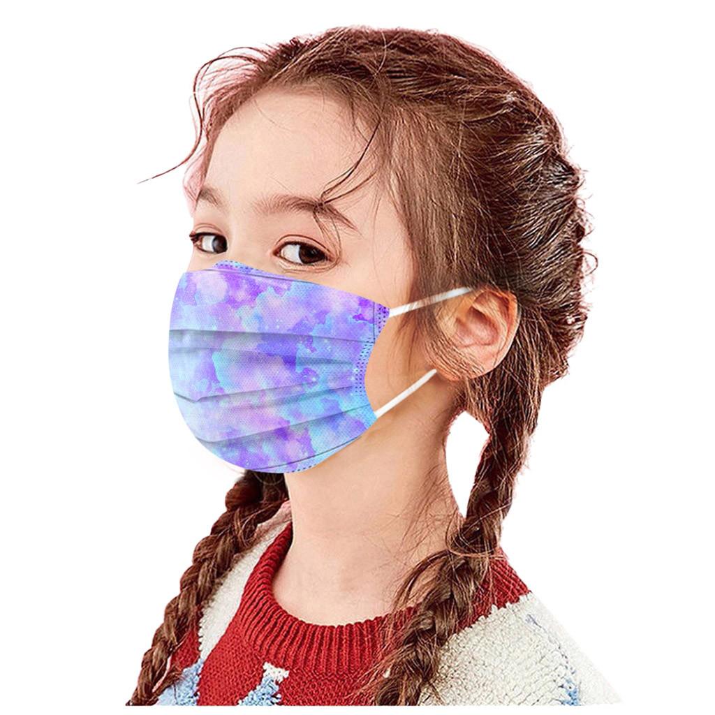 10PC Children Tie- Gradient Printed Three-Layer Dust-Proof Disposable Mask