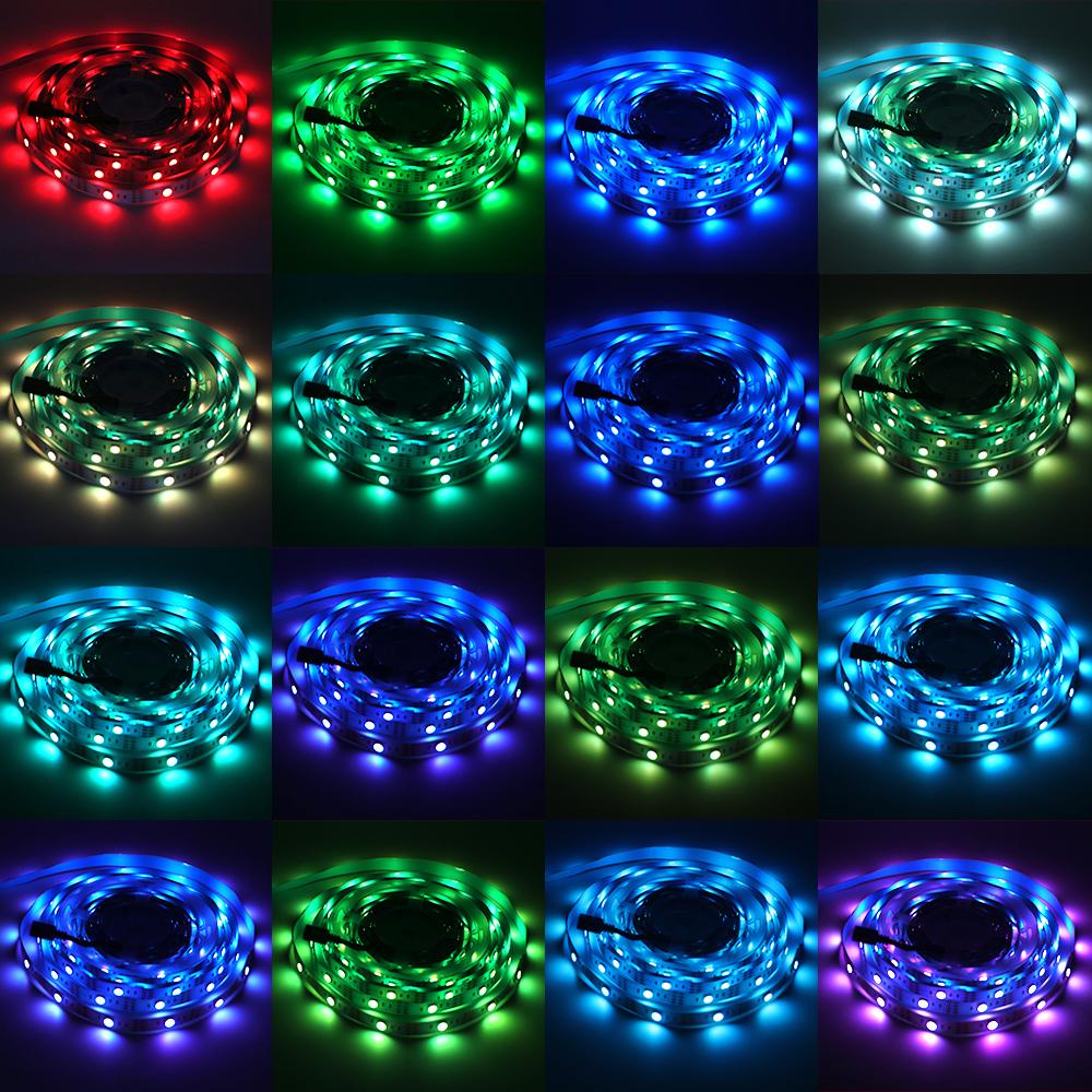 DC 5V 5050 RGB Strip LED Light Battery Powed Waterproof Ribbon Tape Stable Led Strips Indoor Outdoor 3/24/44key Control Remote
