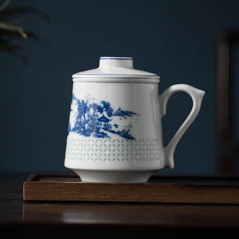 Jingdezhen Ceramic Tea Infuser Mug with Lid and Handle