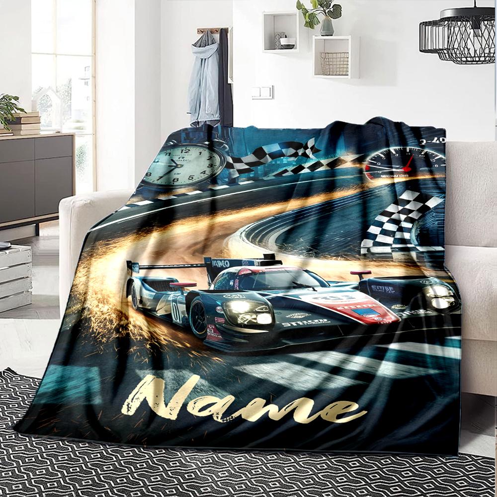 Personalisierte Renn-Themen-Decke mit Aufdruck - Perfekt für Sofa, Bett, Reisen & den Außenbereich | Maschinenwaschbar, Gemütlich & Langlebig.
