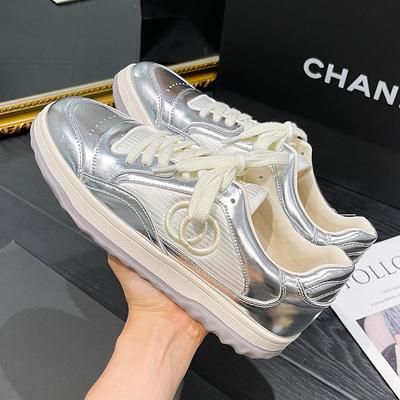Cowhide Little White Shoes 2025 Spring New Thick-soled Sports Versatile Casual Shoes Women's Small Fragrant Style Flat-soled Dad Shoes Women