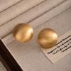 High-End Gold Brushed Texture Round Stud Earrings Women'S Fashion Commuter Geometric Earrings Cold Wind Simple Earrings
