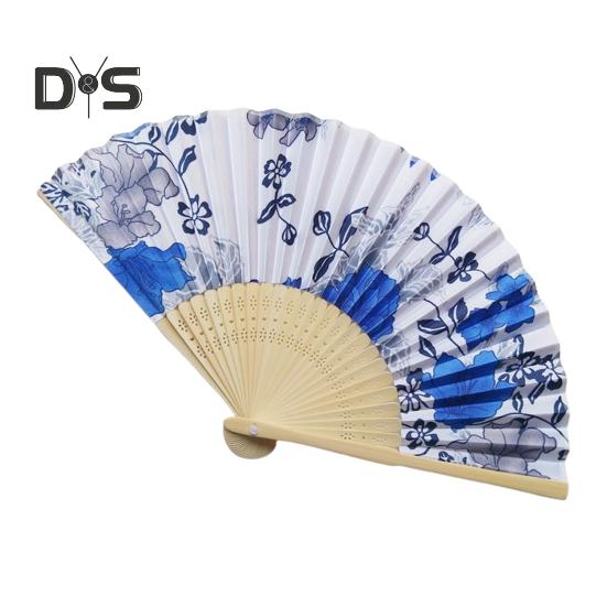 Faltfächer im japanischen Stil mit Blumenmotiv, tragbar, für den Sommer, Handventilator aus Bambus, Dekoration, Tanz-Requisiten, Party-Kostümzubehör