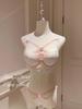 Teen Sexy Pure Lust Lace Small Chest Underwear Bra Show Big Cross Soft Steel Ring Bra Cover Set Gather