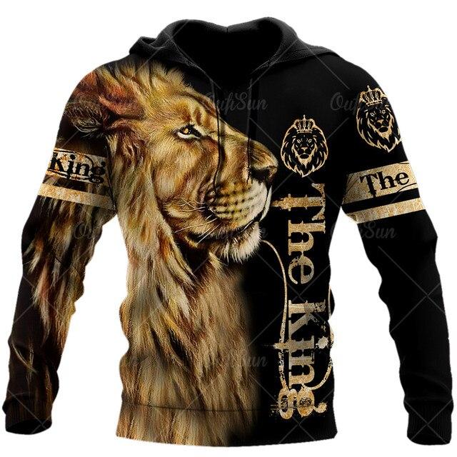 3D Print Lion Jesus Graphic Men's Hoodie Spring/Autumn Fashion Versatile Sweatshirt Male Oversized Harajuku Long Sleeve Pullover
