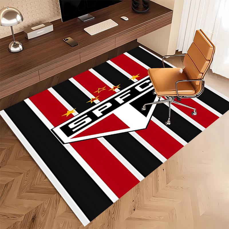 1pc São Paulo FC Logo Print Area Rug - Soft, Washable Non-Slip Indoor Mat, Living Room, Home Office Decorative Rug,Office Decorative