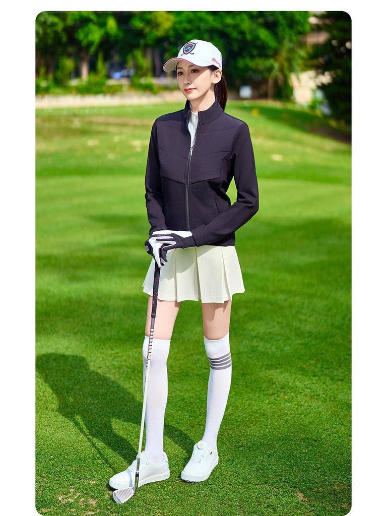 Women's Windproof Long Sleeve Golf Jacket - Autumn/Winter Sunscreen, Korean Style, Warm and Slimming Sportswear
