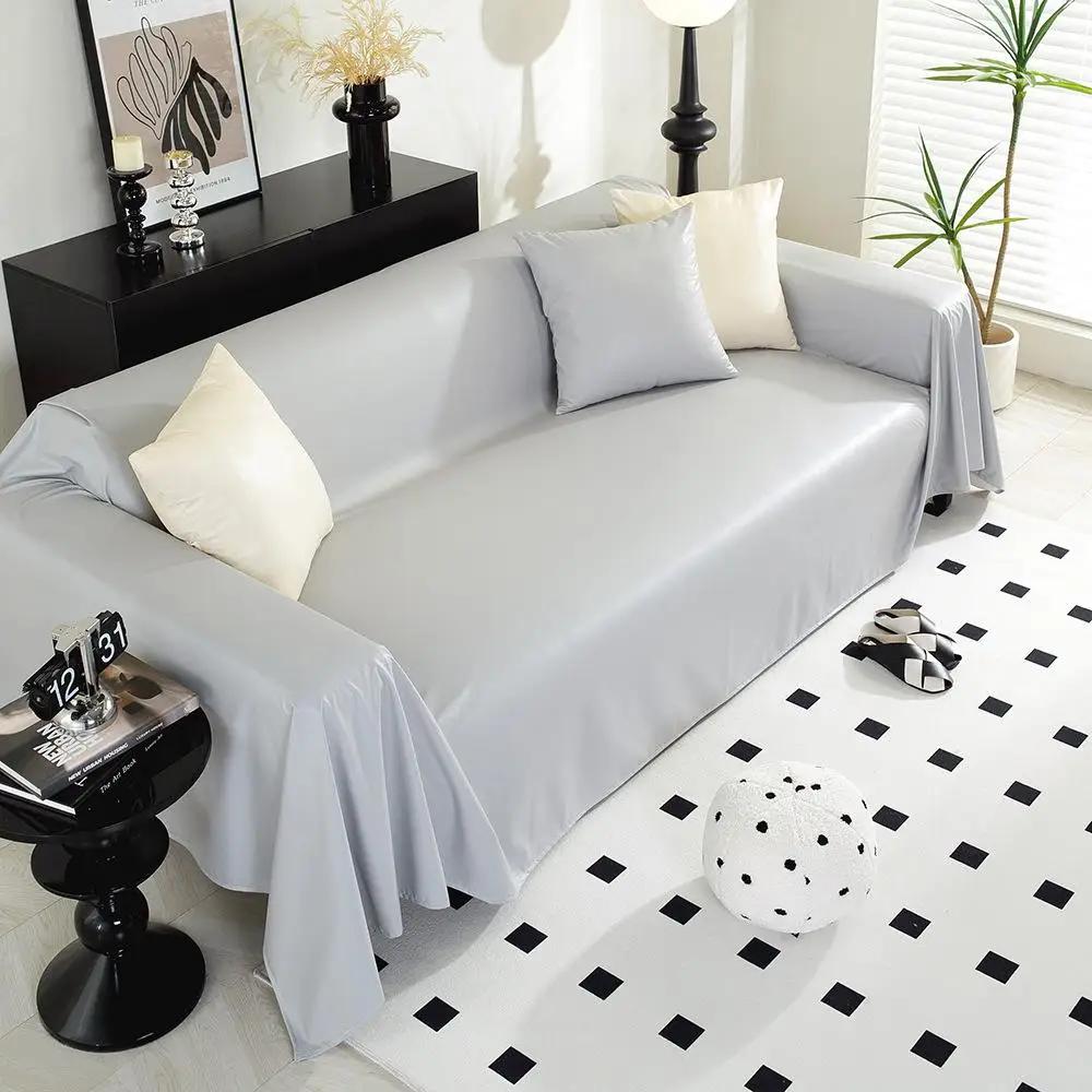 

1 шт. однотонное полотенце для дивана из искусственной кожи с технологией водонепроницаемого Noble Consort с полным покрытием в скандинавском стиле для всех сезонов 1seater 180x130CM серый