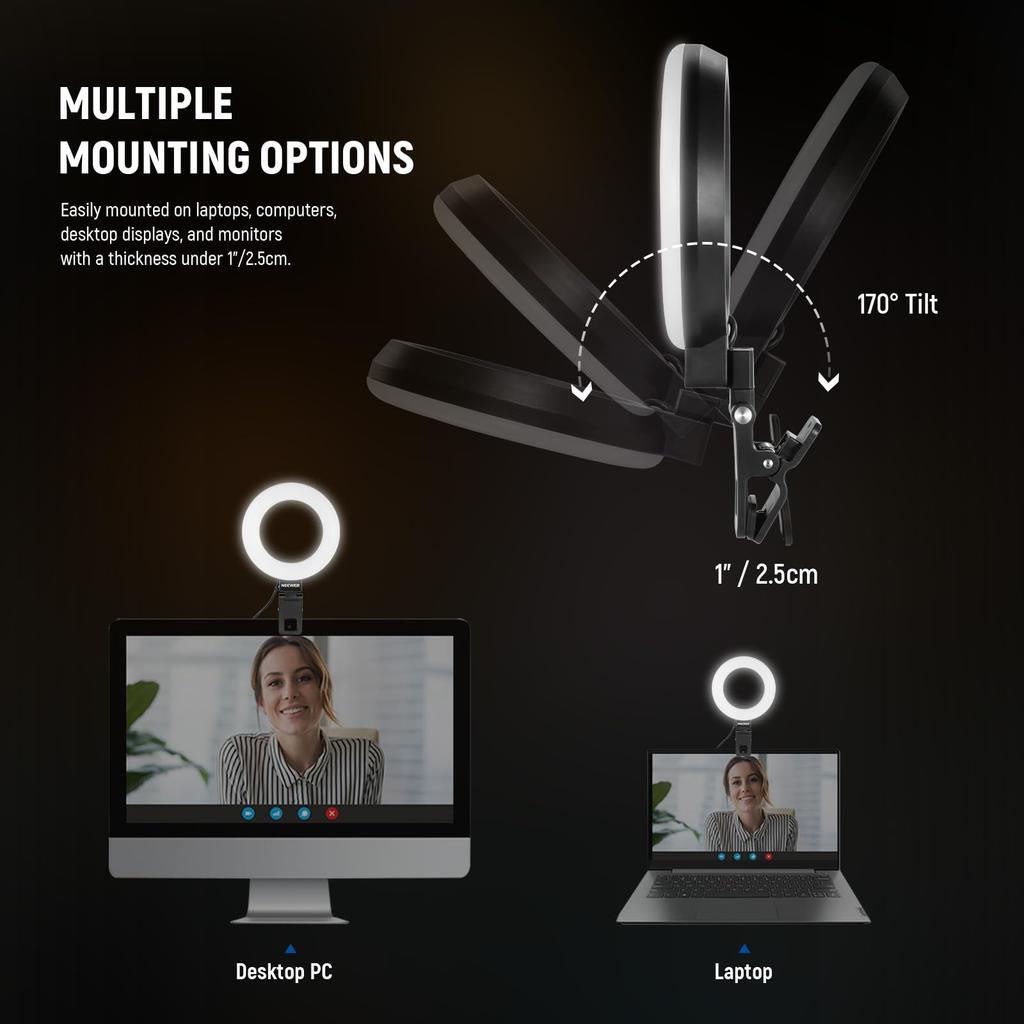 Neewer Basics Ring Set with Clip and Tabletop 10W High USB Compatible with Live Live Zoom Working from and TikTok 5-inch Light, 2-Piece Tripod,