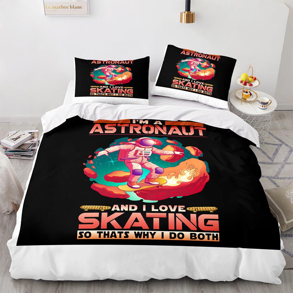 3D Space Series Bedding Set Astronaut Duvet and Pillow Case 2/3 Pieces Soft and Quick Drying Home Decoration for Children's Rooms