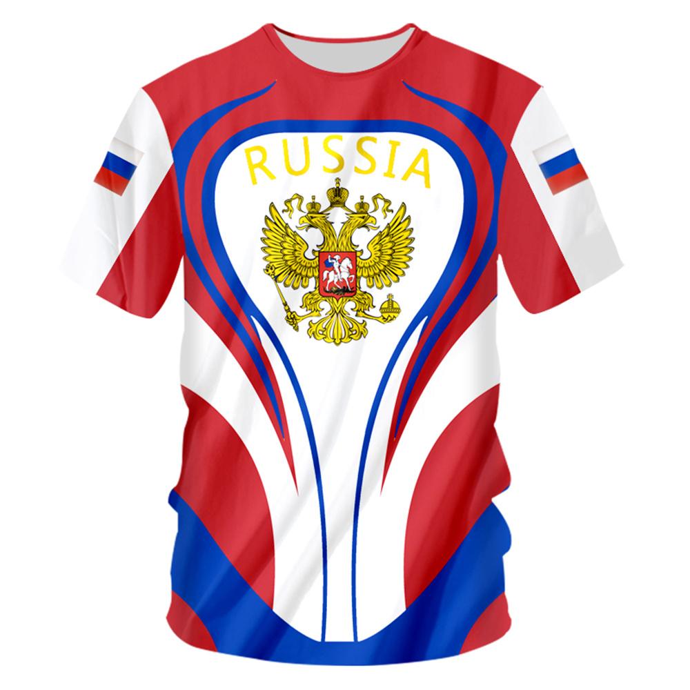 Russia Men's T-shirts Casual Fashion Summer New Russian Flag Short Sleeved Tops Tees Men's Clothing Oversized T-shirt Streetwear