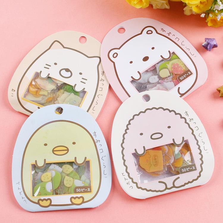 Japanese Cartoon Clear PVC Sticker Set: 50-Pack for Diary and Notebook Decor