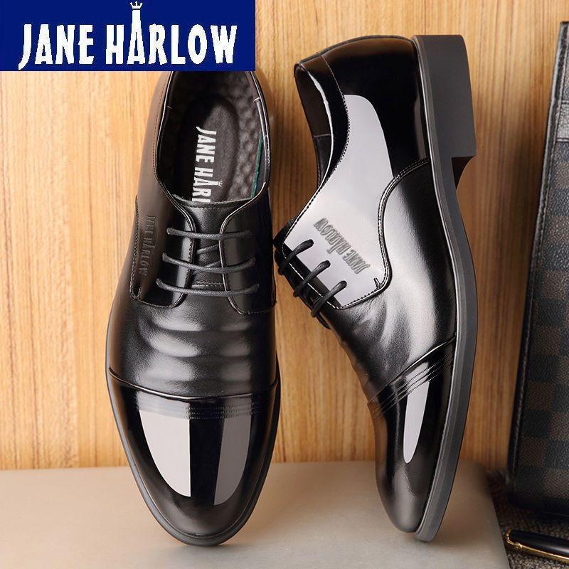 

Джерри Харлоу Мужская кожаная обувь Увеличение внутренней высоты Деловая Повседневная обувь Остроносая Британская Дышащая кожаная обувь Мужская 44