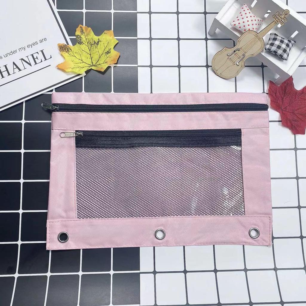 Oxford Cloth Three-Ring Binder & Pencil Case with Double Zippers