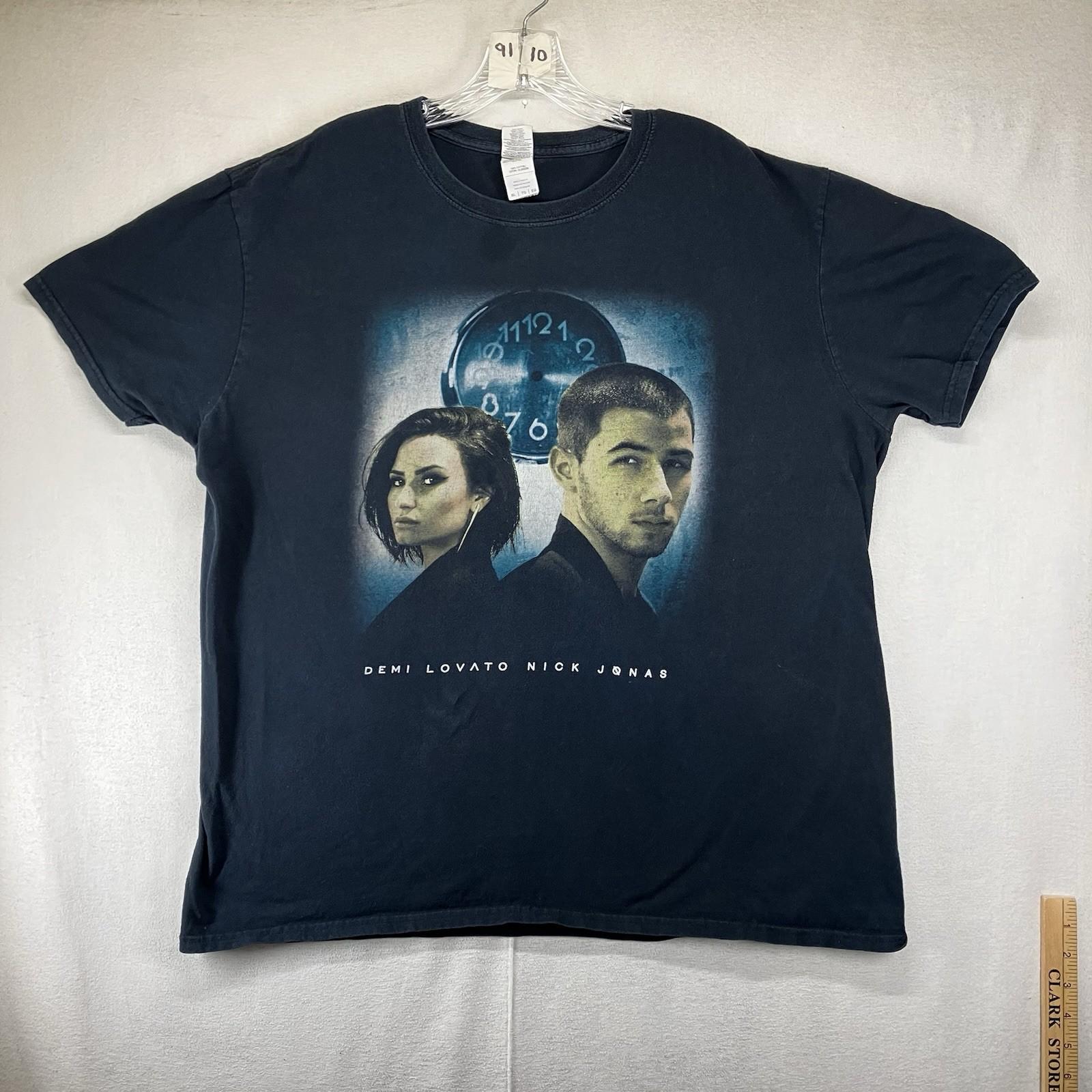 Demi Lovato Nick Jonas T-Shirt 2016 Future Now Concert Tour Black Size XL Cotton 2XL