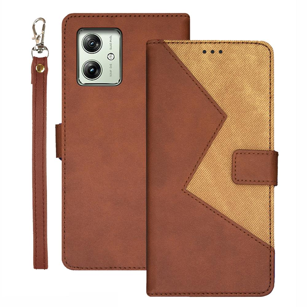 

IDEWEI For Motorola Moto G54 5G Cover Card Holder PU Leather Anti-drop Phone Case Brown
