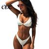 Damen Sexy Badeanzug Neckholder Bikini Set, Push-Up Tiefes V-Ausschnitt Verstellbare Dreieck Oberteile mit High-Cut Unterteil, Schnelltrocknende Atmungsaktive Bademode Lange Beine