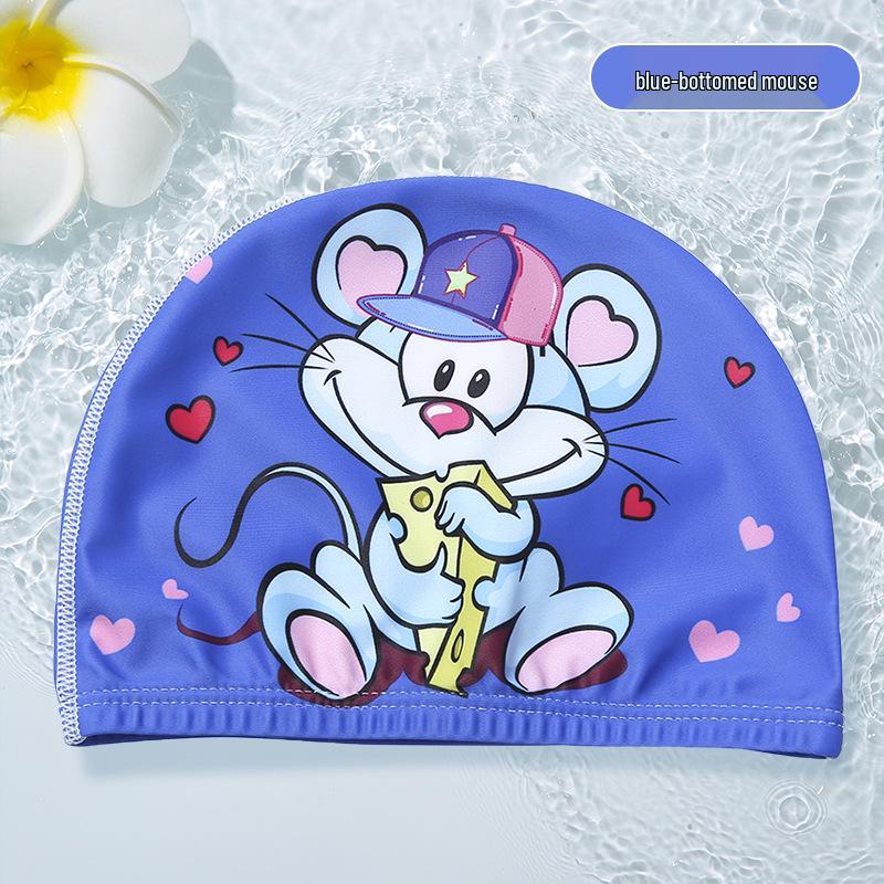 Waterproof Cartoon Swim Cap with Ear Protection for Adults - Unisex, Comfortable Fit