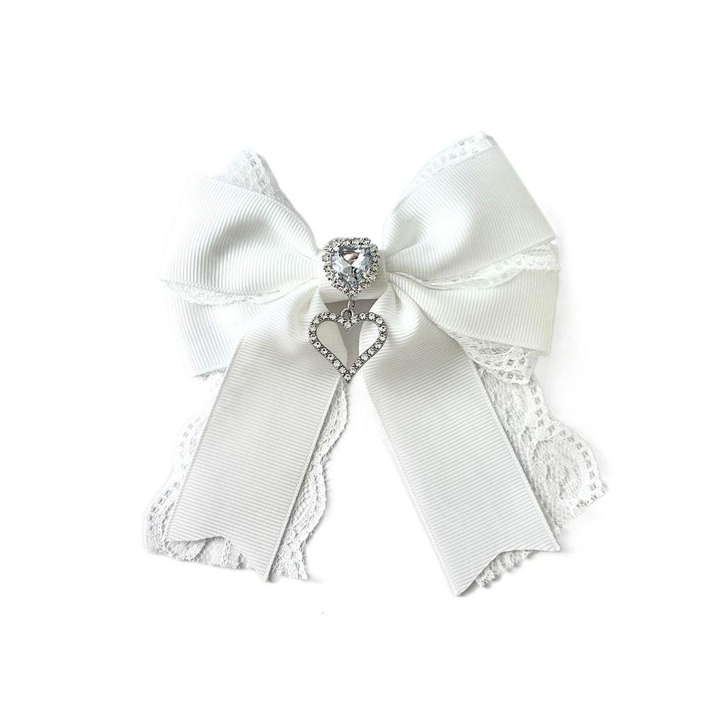 Rhinestone Crystal Ribbon Bow Brooch Polyester Vintage Fabric Bowknot Brooch Memorial Black Jewelry Necktie