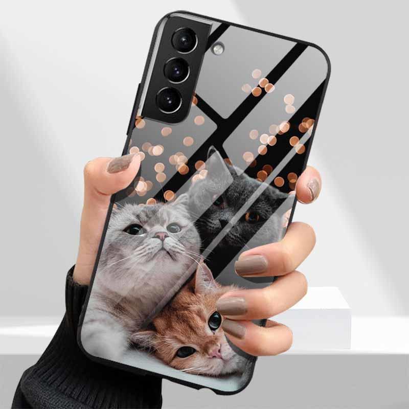 Tempered Glass Phone Cases for Samsung Galaxy S21 FE S20 S22 Plus Ultra 5G S 21 22 23 24 S23 S24 S24FE Cover Hard PC Back Shell