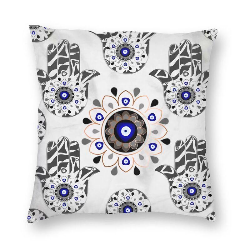 

Mandela Evil Eye Hamsa Pattern Cushion Cover 45x45 Decoration Mandala Floral Evil Eye Throw Pillow for Car Double-sided