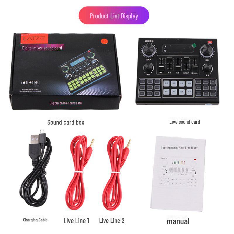 V9 Live Sound Card Microphone for Douyin, Karaoke, and Shouting -  Condenser Mic Ideal for Fast Hand Anchors.