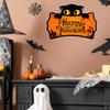 Handcrafted Wooden Halloween Door Hanger With Spooky Skeleton And Pumpkin Artwork Holiday Wooden Signboard