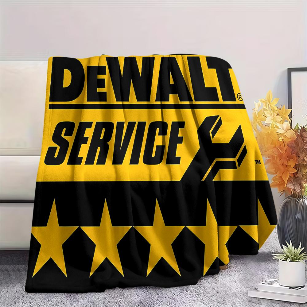 1 szt. Koc flanelowy z nadrukiem Dewalt, Wysokiej jakości, Na wszystkie pory roku, Wystrój domu, Ciepło i komfort, Idealny na prezenty świąteczne