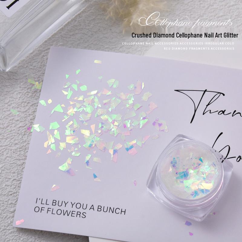 Summer Nail Art Ice Glass Stickers: Irregular Aurora Fantasy Candy Paper Sequins