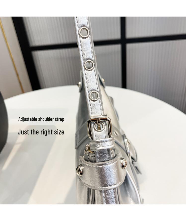 2026 Koreanischer Stil Damen Umhängetasche aus weichem Leder Motorradtasche