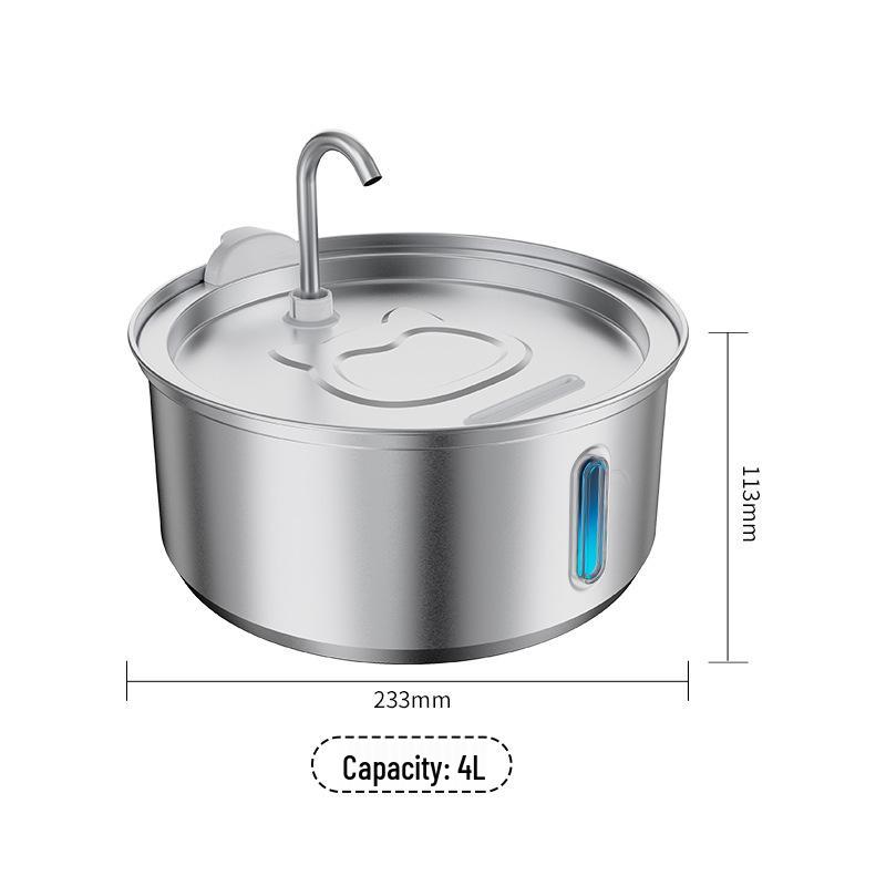 Simulated Faucet Pet Fountain with Automatic Circulation & Multi-Stage Filtration, Stainless Steel Design