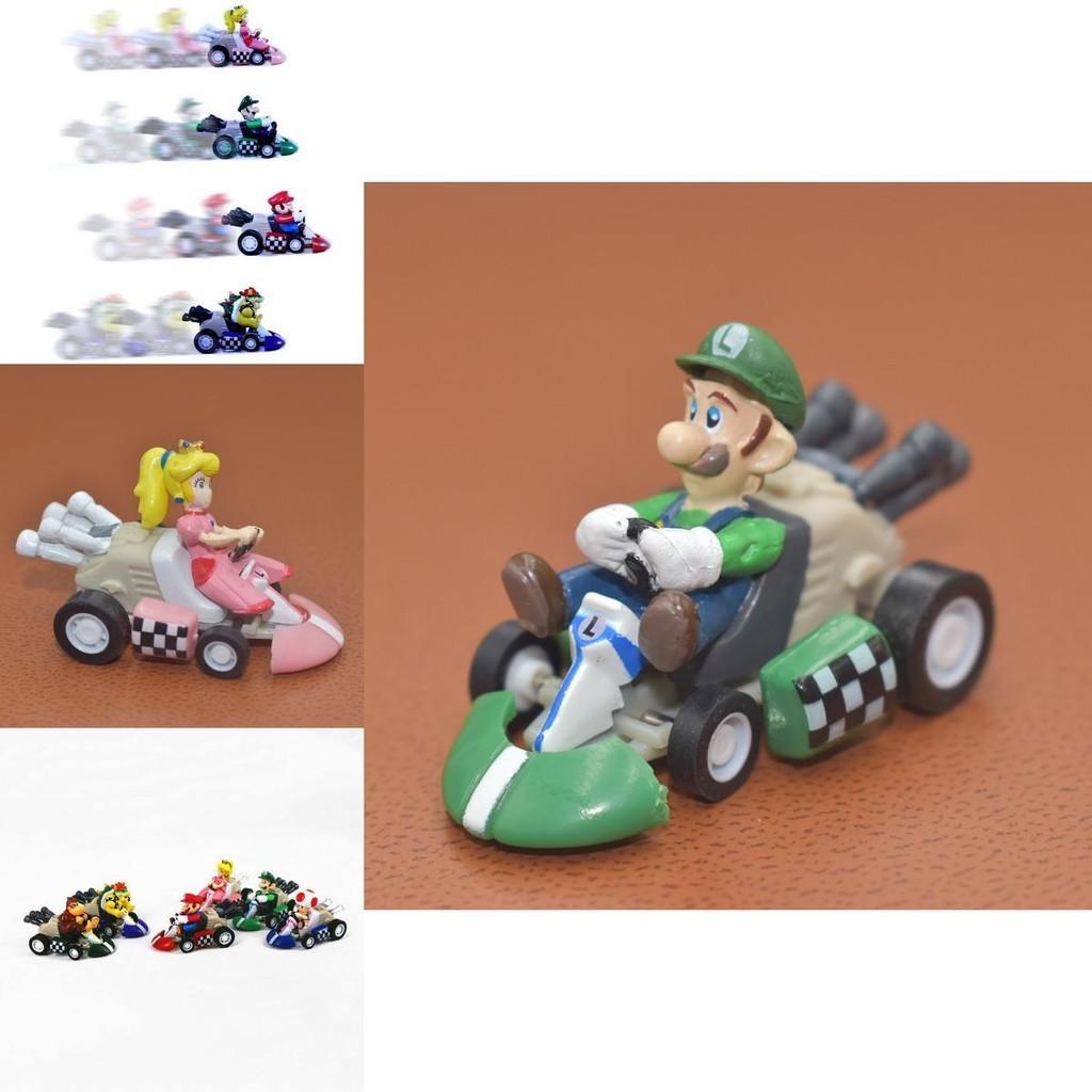 Super Mario Bros Kart Pull Back Car Action Figure Set 6 Pcs Colorful Collectibles