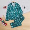 2023 Christmas Women's Cartoon Print Milk Silk Pajama Set - Winter Long Sleeve Cardigan