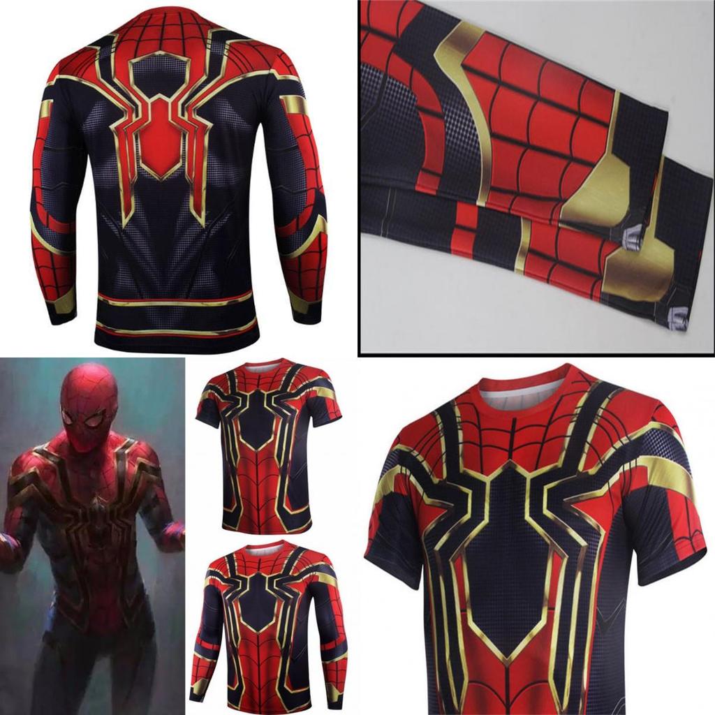 Marvel Herren Superheld Kompressions-T-Shirt Sport Fitness Gym Tops Spiderman T-Shirt